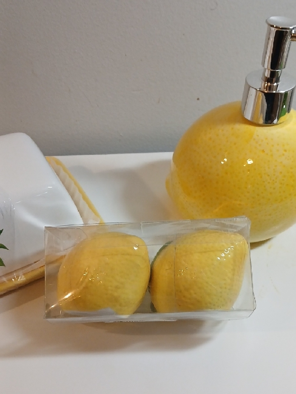 Ceramic Lemon Soap Dispenser and Lemon-Themed Home Accent Set - Picture 6 of 8